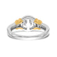 14K Two tone Peg Set Simulated Diamond Halo Engagement Ring
