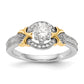 14K Two tone Peg Set Simulated Diamond Halo Engagement Ring