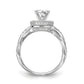 14K White Gold Peg Set Simulated Diamond Halo Engagement Ring