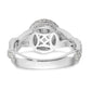 14K White Gold Peg Set Simulated Diamond Halo Engagement Ring
