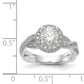 14K White Gold Peg Set Simulated Diamond Halo Engagement Ring