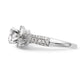 14K White Gold Peg Set Simulated Diamond Halo Engagement Ring
