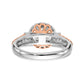 14K Two tone Peg Set Simulated Diamond Halo Engagement Ring