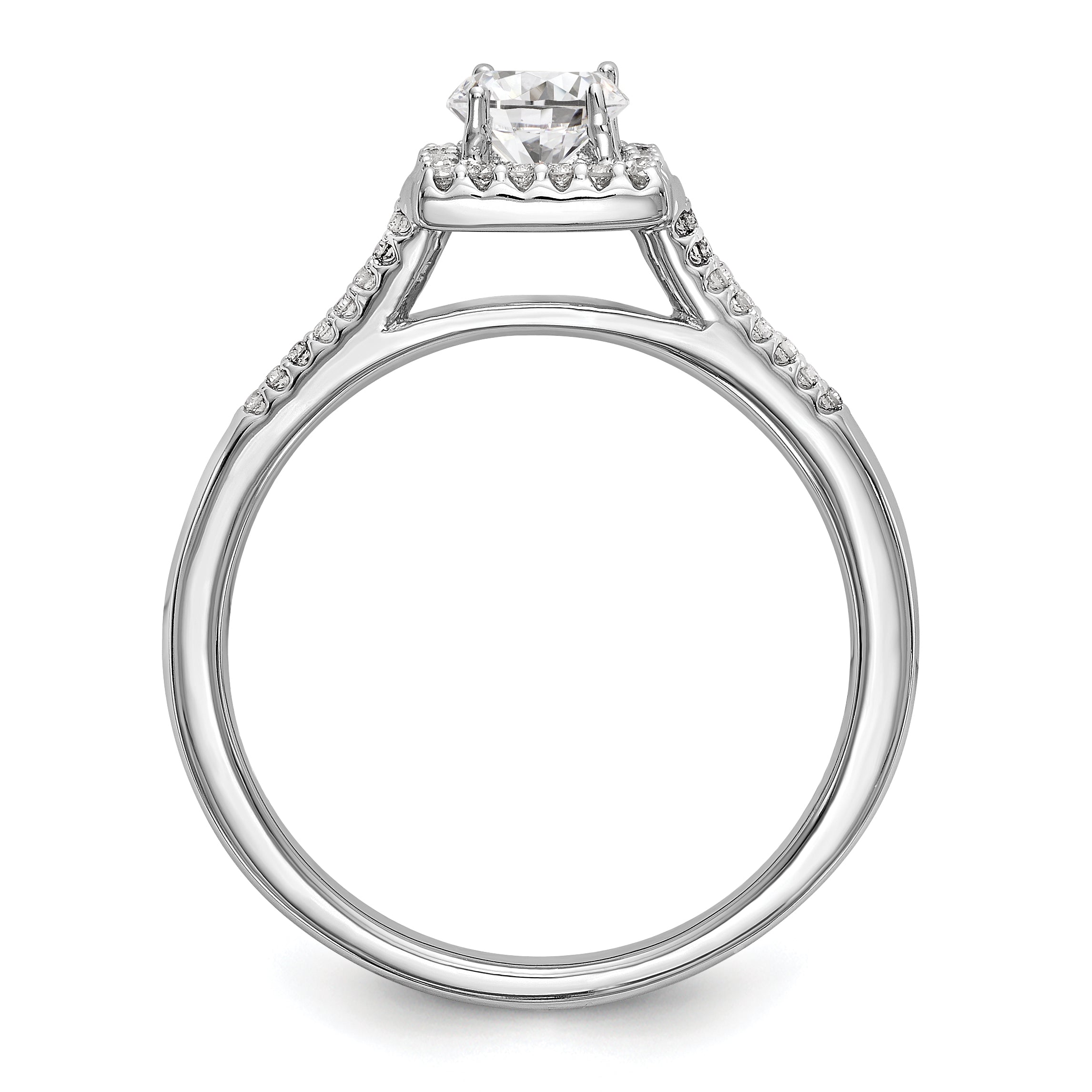 14KW Round Simulated Diamond Halo Engagement Ring