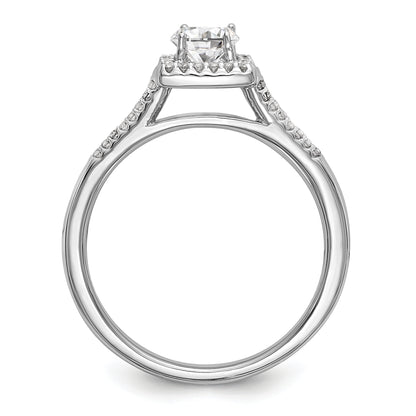 14KW Round Simulated Diamond Halo Engagement Ring