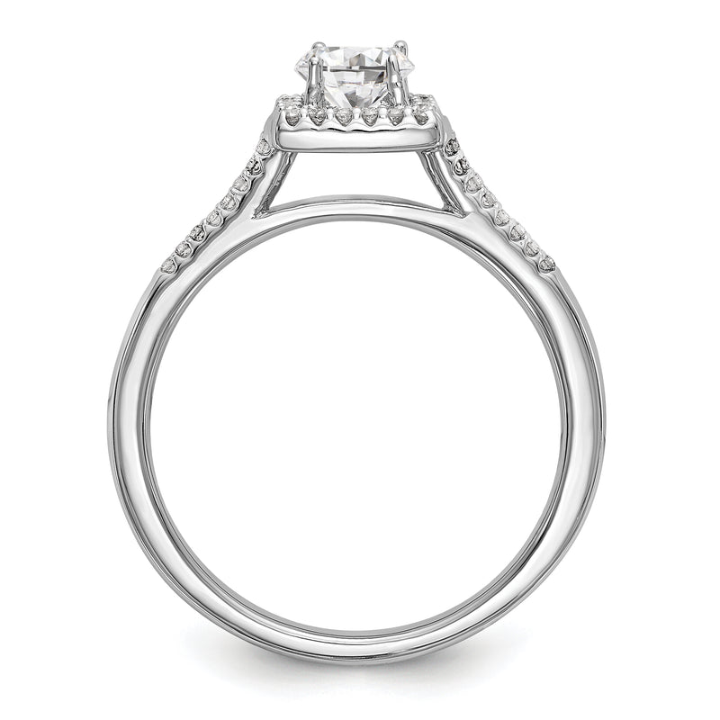 14KW Round Simulated Diamond Halo Engagement Ring