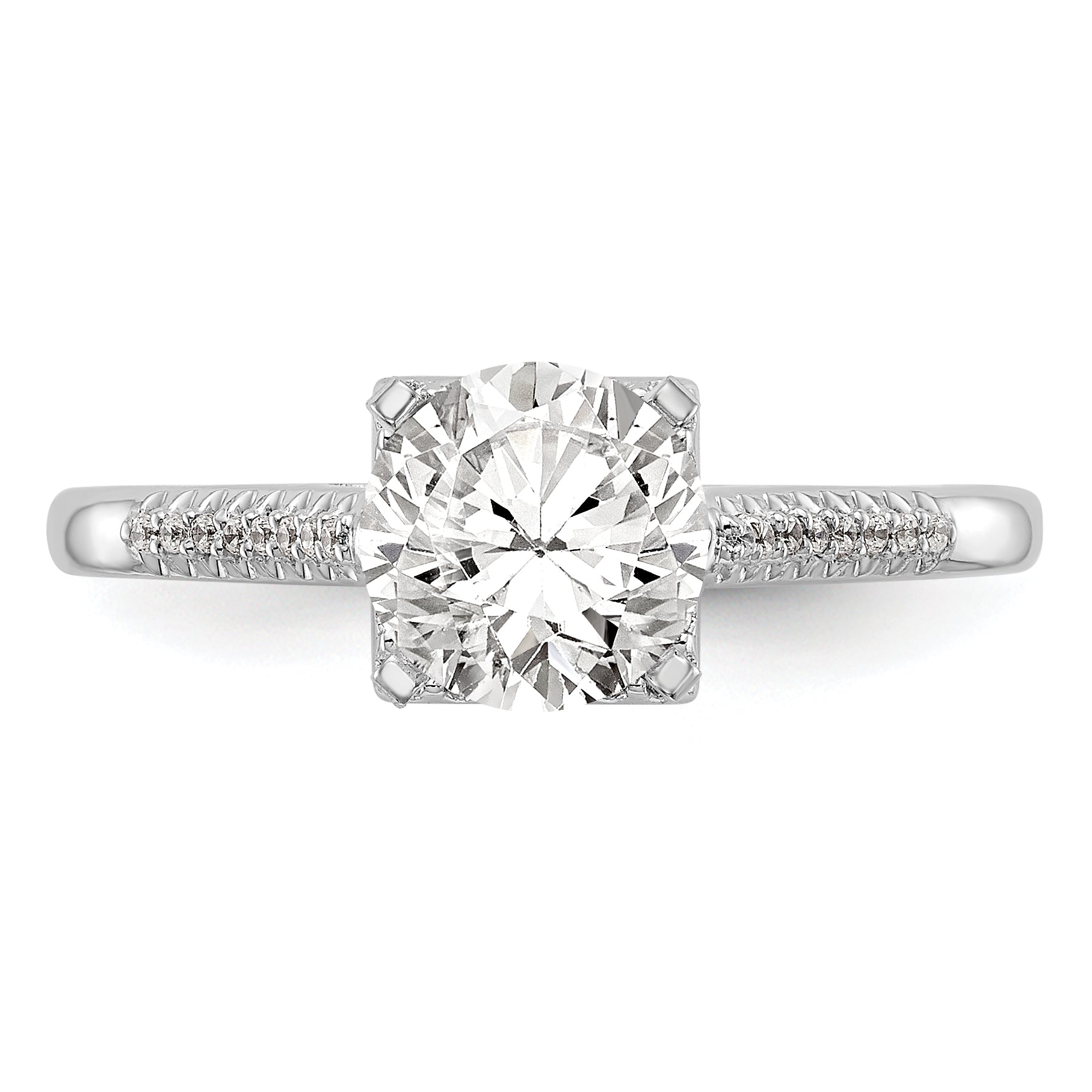 14KW Round Simulated Diamond Halo Engagement Ring