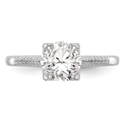 14KW Round Simulated Diamond Halo Engagement Ring
