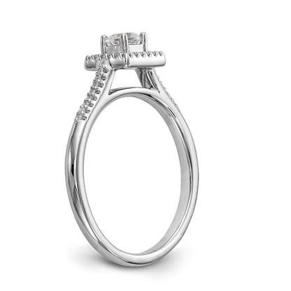 14KW Round Simulated Diamond Halo Engagement Ring