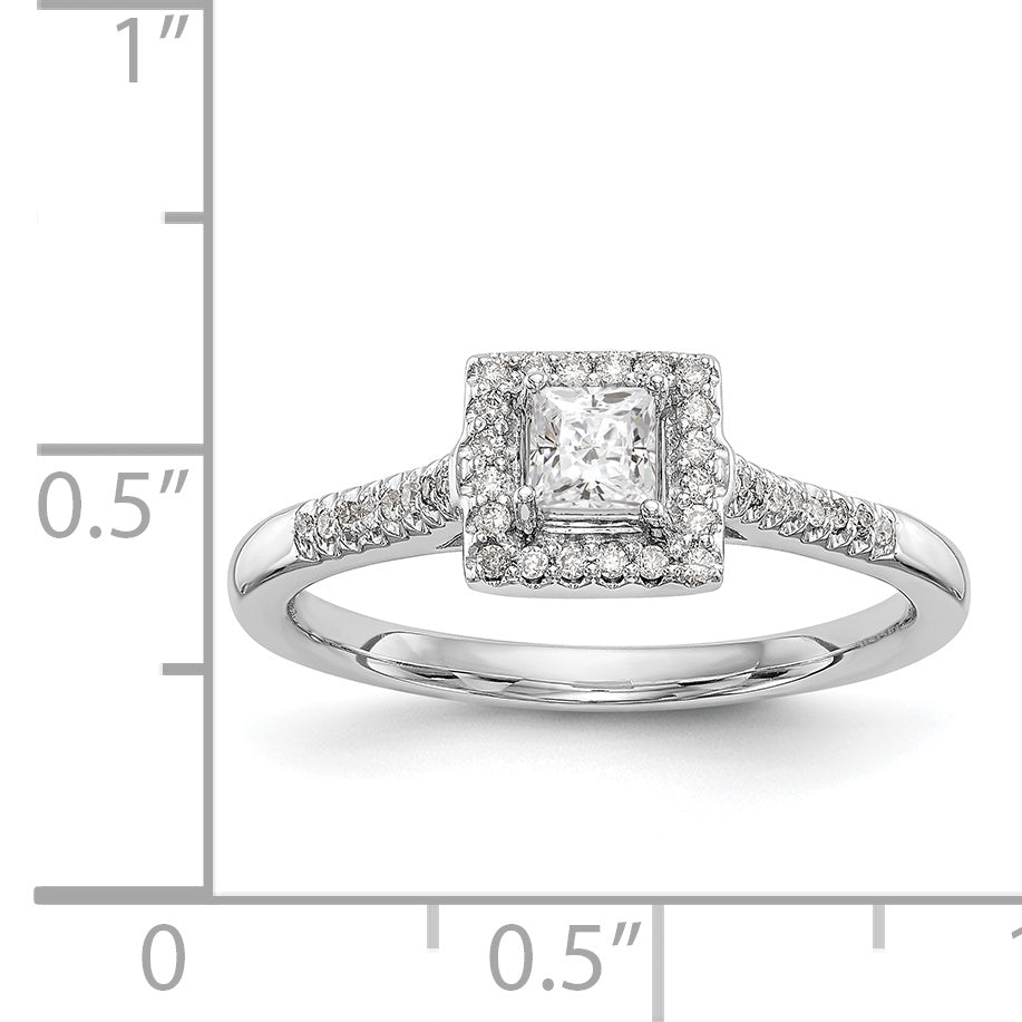 14KW Round Simulated Diamond Halo Engagement Ring