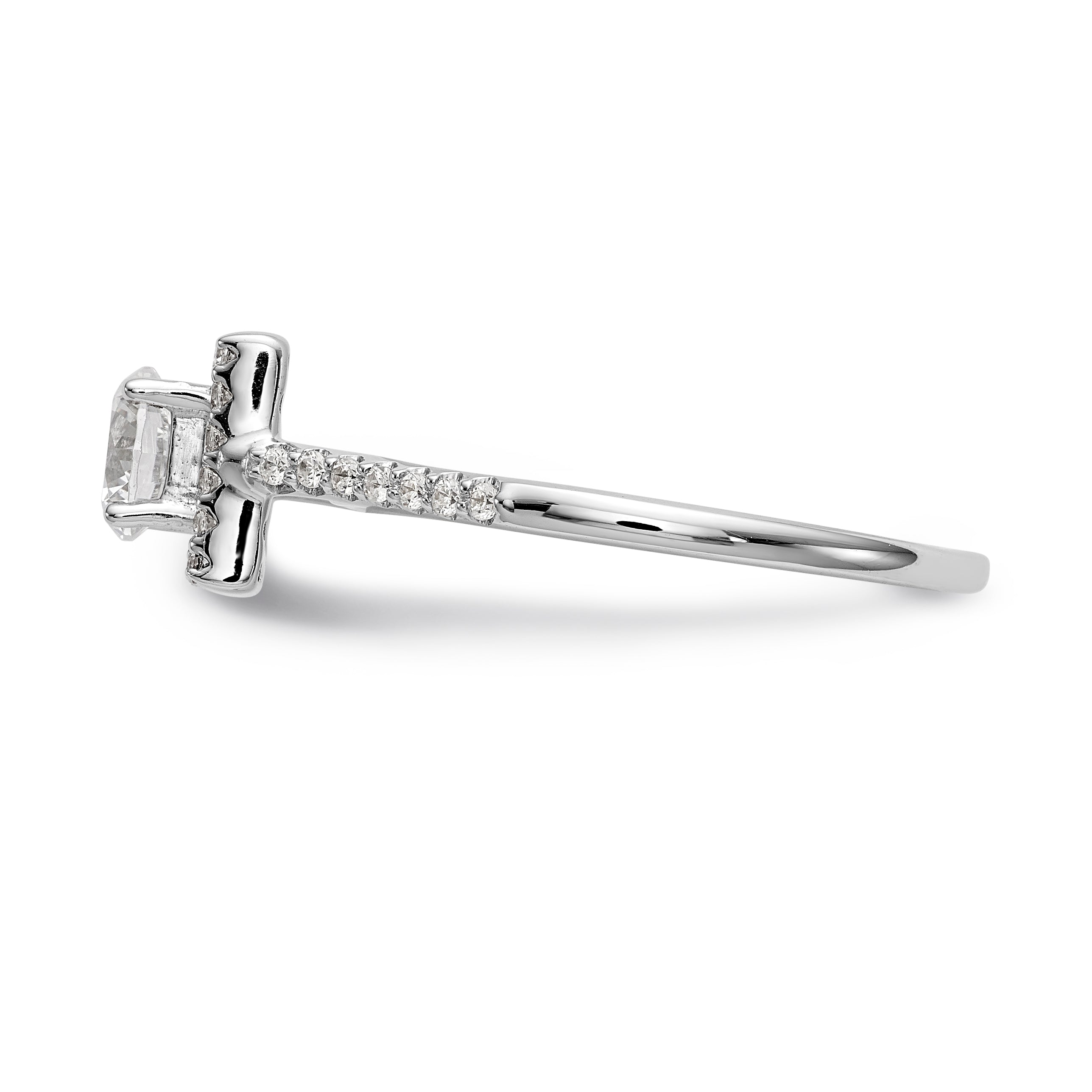 14KW Round Simulated Diamond Halo Engagement Ring