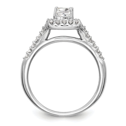 14KW Round Simulated Diamond Halo Engagement Ring