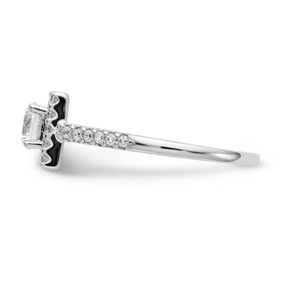14KW Round Simulated Diamond Halo Engagement Ring