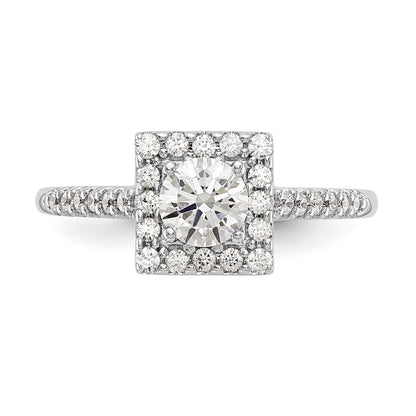 14KW Round Simulated Diamond Halo Engagement Ring