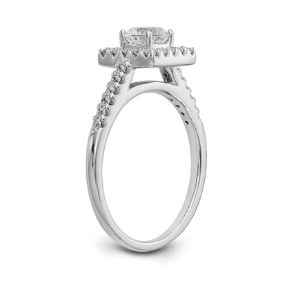 14KW Round Simulated Diamond Halo Engagement Ring