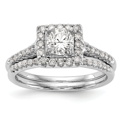 14KW Round Simulated Diamond Halo Engagement Ring