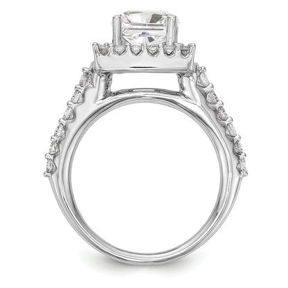14KW Round Simulated Diamond Halo Engagement Ring