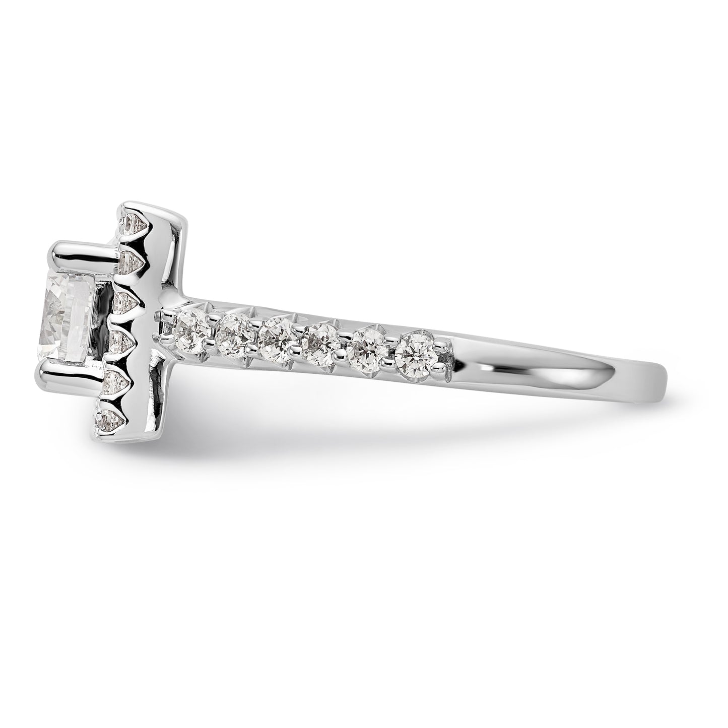 14KW Round Simulated Diamond Halo Engagement Ring