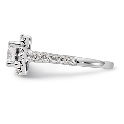 14KW Round Simulated Diamond Halo Engagement Ring