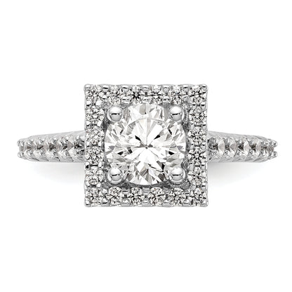 14KW Round Simulated Diamond Halo Engagement Ring