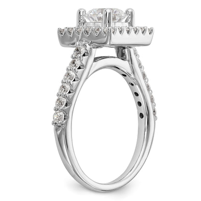 14KW Round Simulated Diamond Halo Engagement Ring
