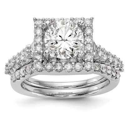 14KW Round Simulated Diamond Halo Engagement Ring