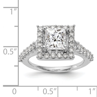 14KW Round Simulated Diamond Halo Engagement Ring