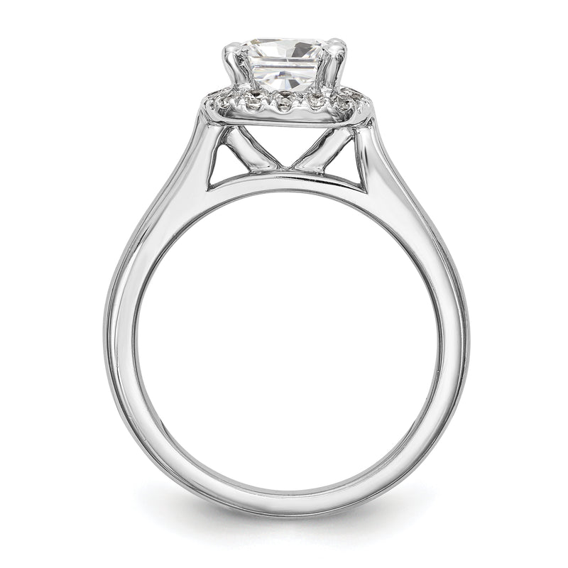 14K White Gold Princess Simulated Diamond Cushion Halo Engagement Ring