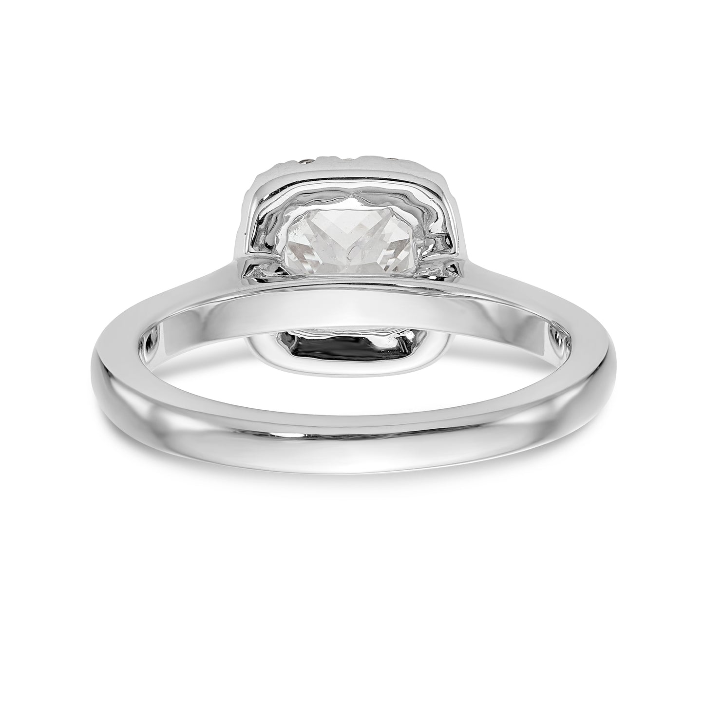 14K White Gold Princess Simulated Diamond Cushion Halo Engagement Ring