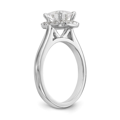 14K White Gold Princess Simulated Diamond Cushion Halo Engagement Ring