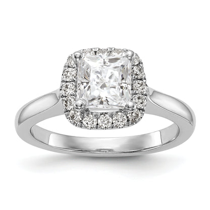 14K White Gold Princess Simulated Diamond Cushion Halo Engagement Ring