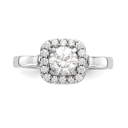14kw Peg Set Simulated Diamond Cushion Halo Engagement Ring