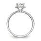14K White Gold Round Simulated Diamond Cushion Halo Engagement Ring