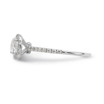 14K White Gold Round Simulated Diamond Cushion Halo Engagement Ring