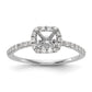 14K White Gold Round Simulated Diamond Cushion Halo Engagement Ring