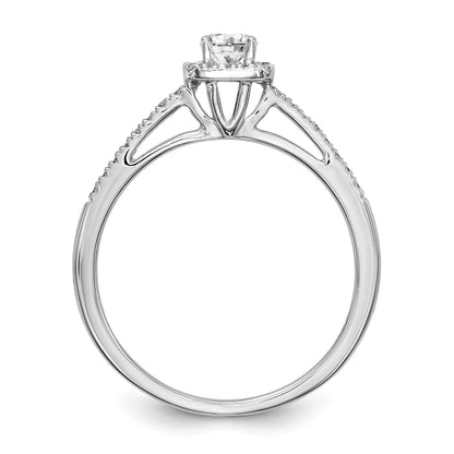14K White Gold Round Simulated Diamond Cushion Halo Engagement Ring