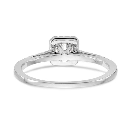 14K White Gold Round Simulated Diamond Cushion Halo Engagement Ring