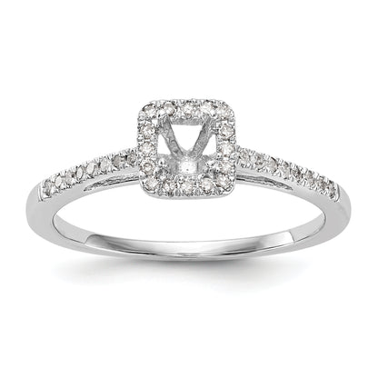 14K White Gold Round Simulated Diamond Cushion Halo Engagement Ring
