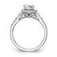 14kw Peg Set Simulated Diamond Cushion Halo Engagement Ring