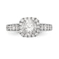 14kw Peg Set Simulated Diamond Cushion Halo Engagement Ring