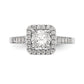 14K White Gold Round Simulated Diamond Cushion Halo Engagement Ring