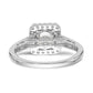 14K White Gold Round Simulated Diamond Cushion Halo Engagement Ring