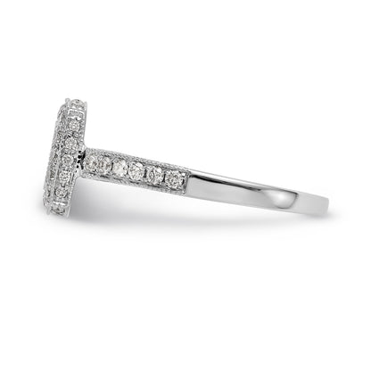 14K White Gold Peg Set Simulated Diamond Cushion Halo Engagement Ring