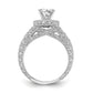 14K White Gold Peg Set Simulated Diamond Cushion Halo Engagement Ring