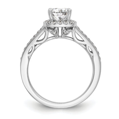 14kw Round Simulated Diamond Cushion Halo Engagement Ring