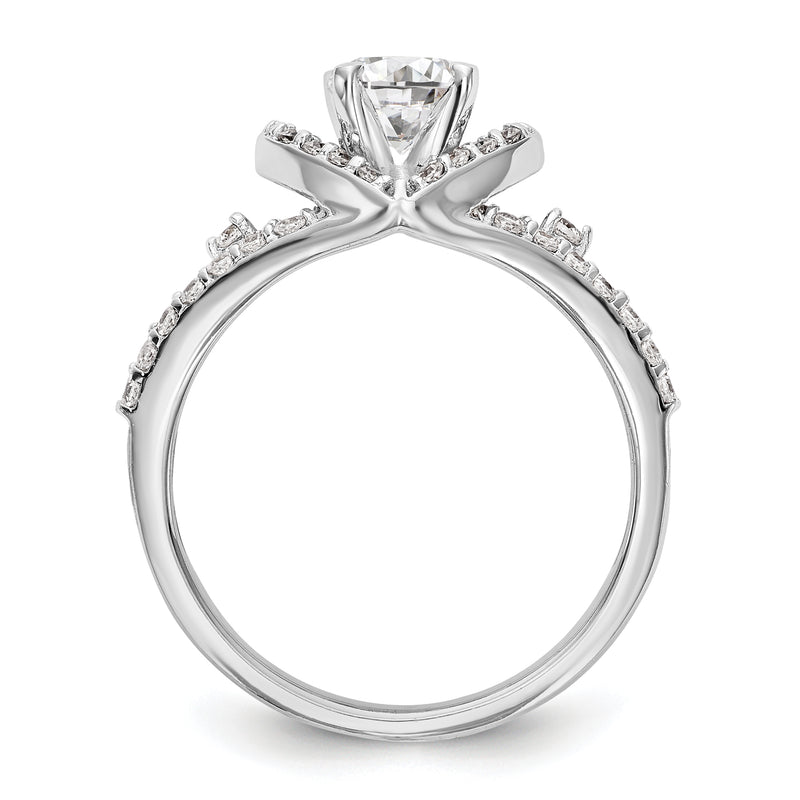 14kw Peg Set Simulated Diamond Cushion Halo Engagement Ring