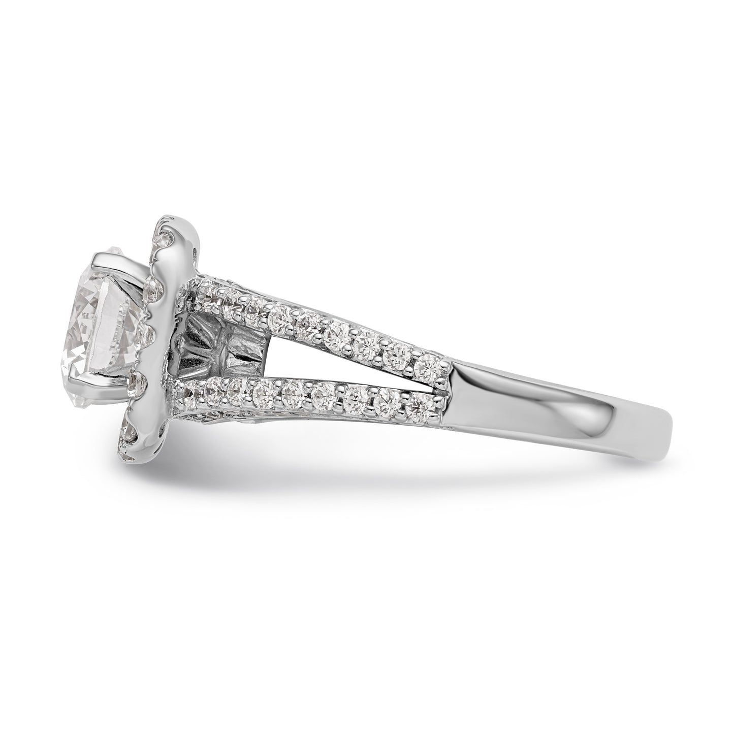 14kw Peg Set Simulated Diamond Cushion Halo Engagement Ring