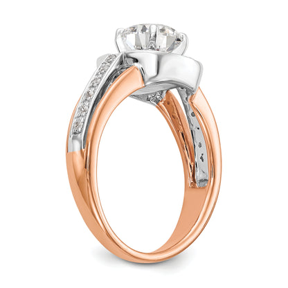 14k R and W Peg Set CZ Cushion Halo Engagement Ring