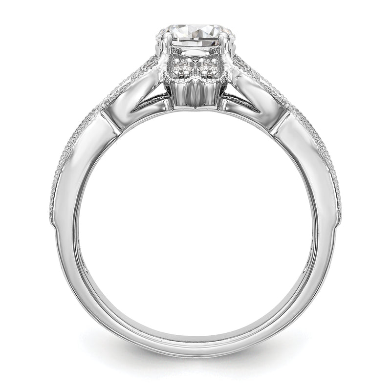 14K White Gold Simulated Diamond Halo Engagement Ring