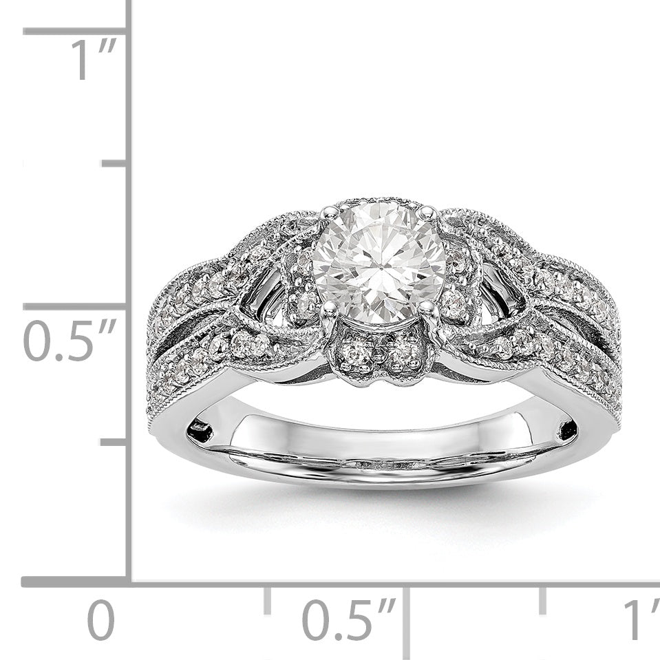 14K White Gold Simulated Diamond Halo Engagement Ring